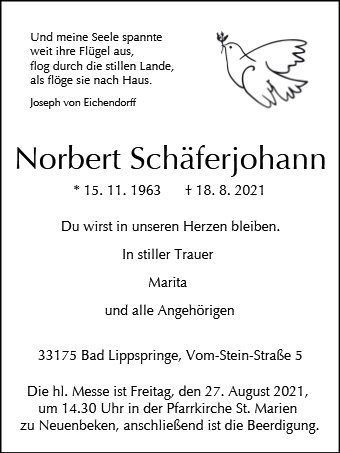 Erinnerungsbild für Norbert Schäferjohann