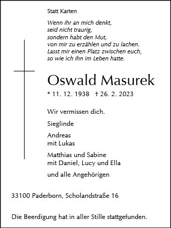 Erinnerungsbild für Oswald Masurek