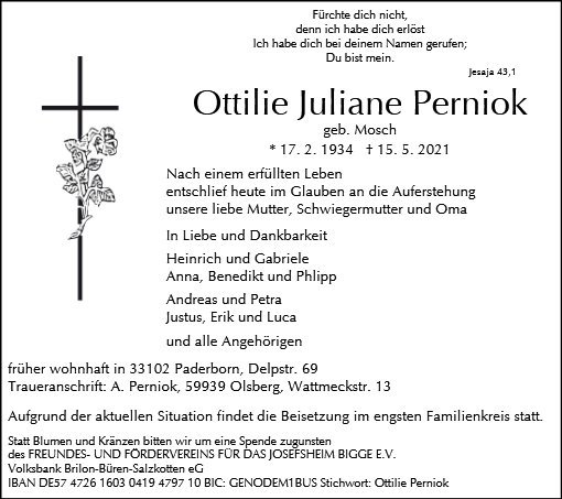 Erinnerungsbild für Ottilie Perniok
