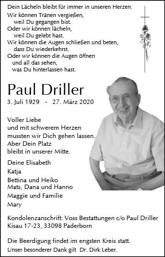Erinnerungsbild für Paul Driller