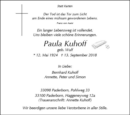 Erinnerungsbild für Paula Kuhoff