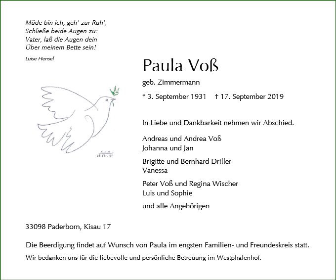Erinnerungsbild für Paula Voß