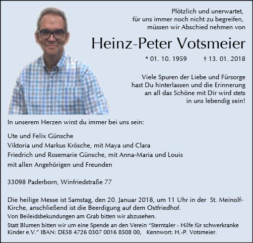 Erinnerungsbild für Heinz-Peter Votsmeier