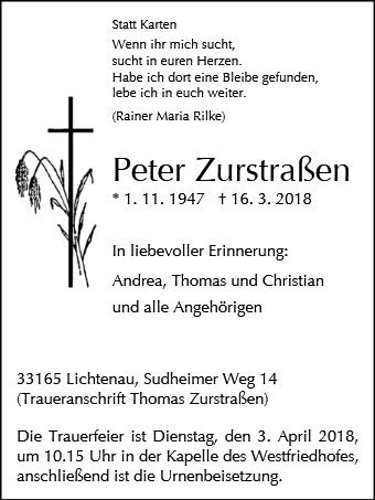 Erinnerungsbild für Peter Zurstraßen