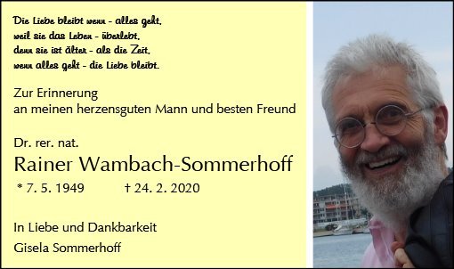 Erinnerungsbild für Rainer Wambach-Sommerhoff
