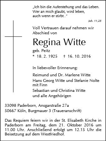 Erinnerungsbild für Regina Witte