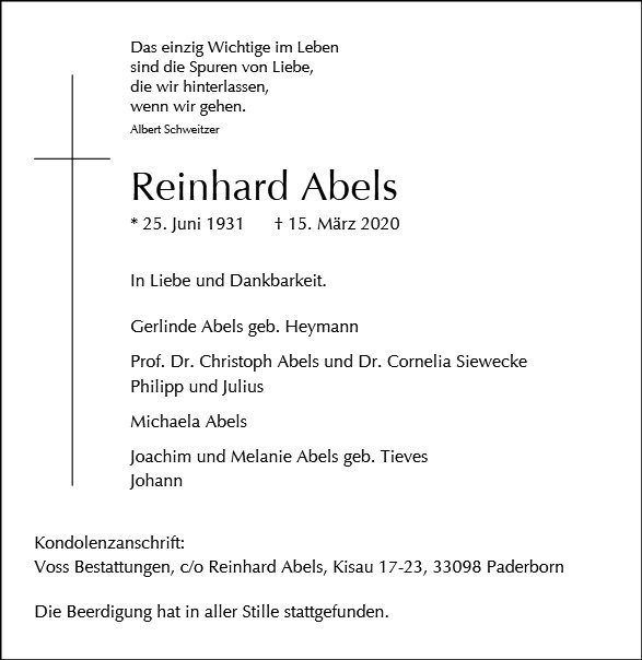 Erinnerungsbild für Reinhard Abels