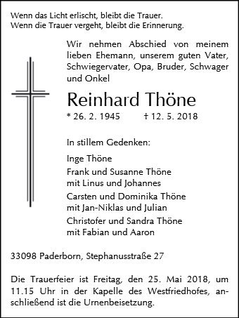 Erinnerungsbild für Reinhard Thöne