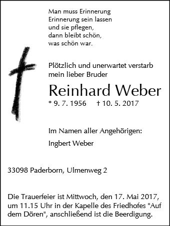 Erinnerungsbild für Reinhard Weber