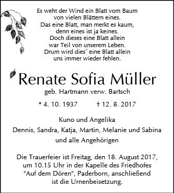 Erinnerungsbild für Renate Müller