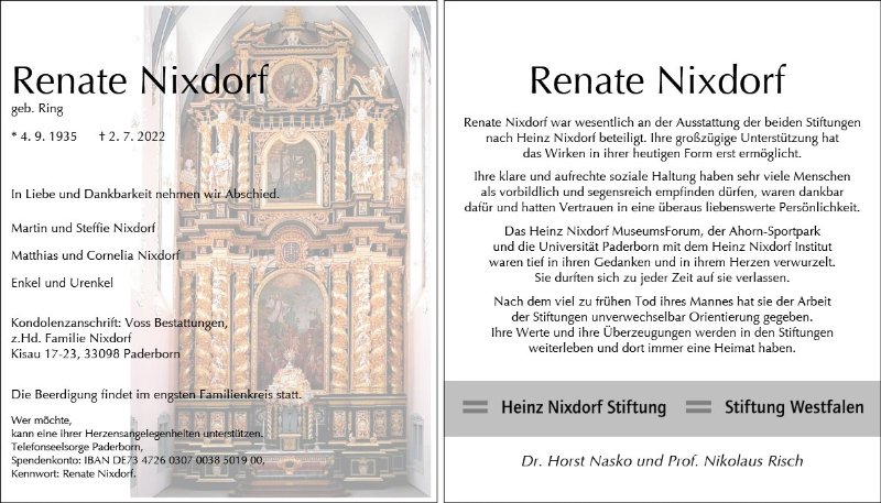 Erinnerungsbild für Renate Nixdorf