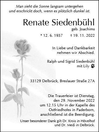 Erinnerungsbild für Renate Siedenbühl