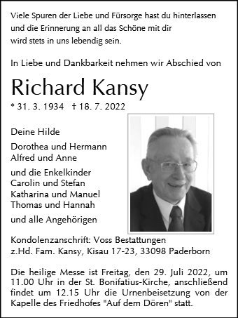 Erinnerungsbild für Richard Kansy