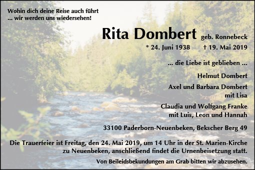Erinnerungsbild für Rita Dombert