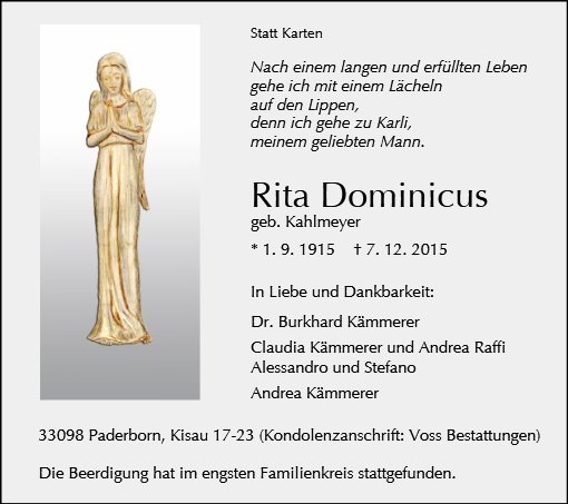 Erinnerungsbild für Rita Dominicus