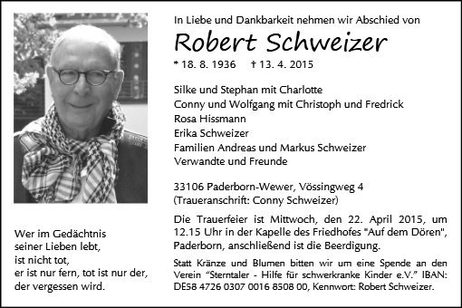 Erinnerungsbild für Robert Schweizer