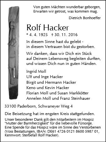 Erinnerungsbild für Rolf Hacker
