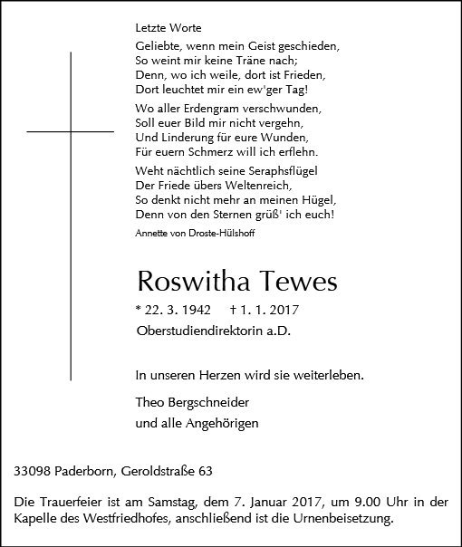 Erinnerungsbild für Roswitha Tewes
