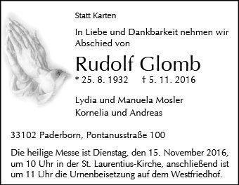 Erinnerungsbild für Rudolf Glomb
