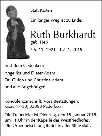 Erinnerungsbild für Ruth Burkhardt