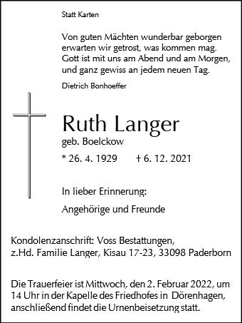 Erinnerungsbild für Ruth Langer