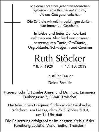 Erinnerungsbild für Ruth Stöcker