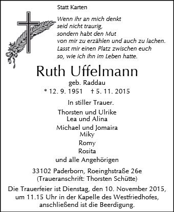 Erinnerungsbild für Ruth Uffelmann