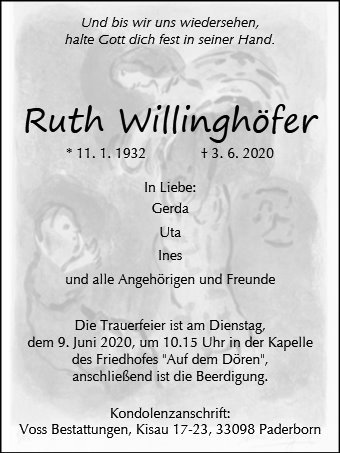 Erinnerungsbild für Ruth Willinghöfer
