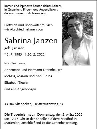 Erinnerungsbild für Sabrina Janzen