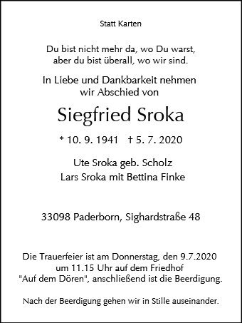 Erinnerungsbild für Siegfried Sroka