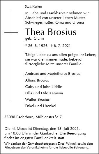 Erinnerungsbild für Thea Brosius