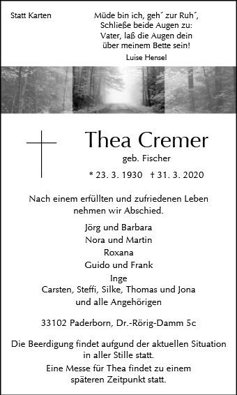 Erinnerungsbild für Thea Cremer