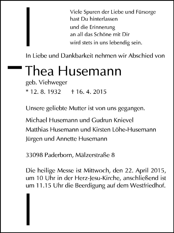 Erinnerungsbild für Thea Husemann