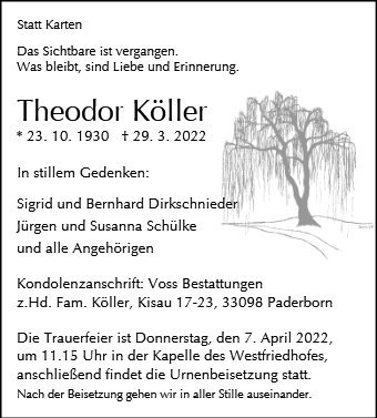 Erinnerungsbild für Theodor Köller