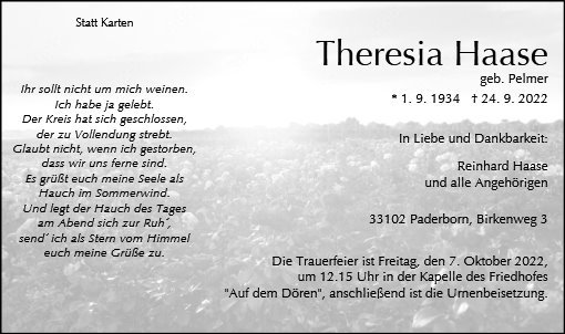 Erinnerungsbild für Theresia Haase