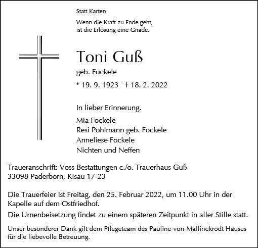 Erinnerungsbild für Toni Guß
