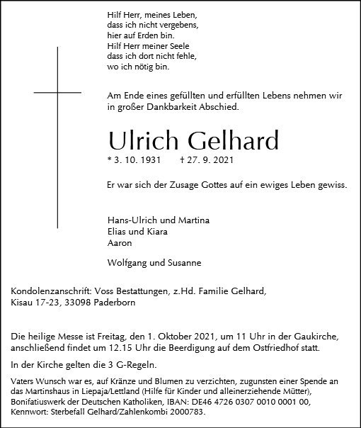 Erinnerungsbild für Ulrich  Gelhard