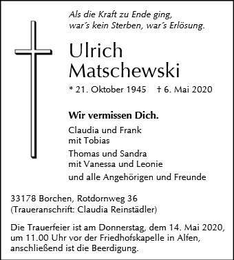 Erinnerungsbild für Ulrich Matschewski