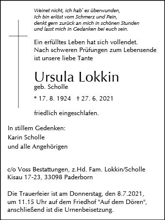 Erinnerungsbild für Ursula Lokkin