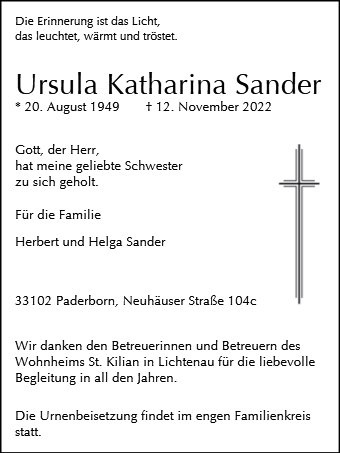 Erinnerungsbild für Ursula Sander