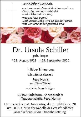 Erinnerungsbild für Dr. Ursula Schiller