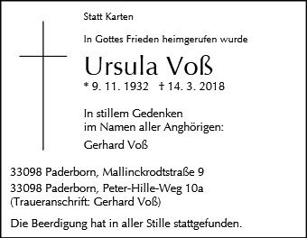Erinnerungsbild für Ursula Voß