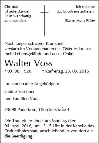 Erinnerungsbild für Walter Voß