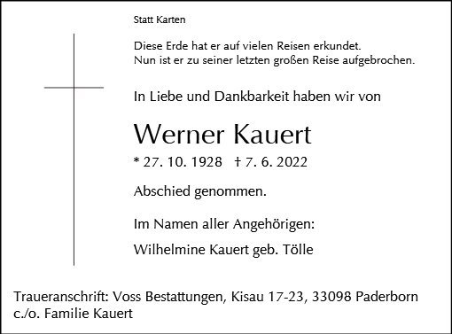Erinnerungsbild für Werner Kauert
