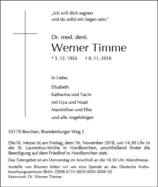 Erinnerungsbild für Dr. med. dent. Werner Timme