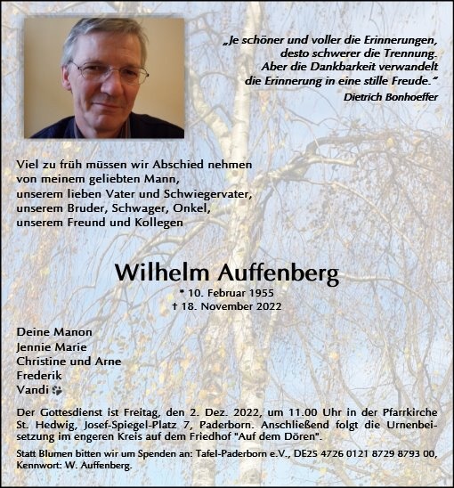 Erinnerungsbild für Wilhelm Auffenberg