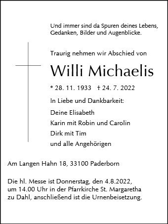 Erinnerungsbild für Wilhelm Michaelis