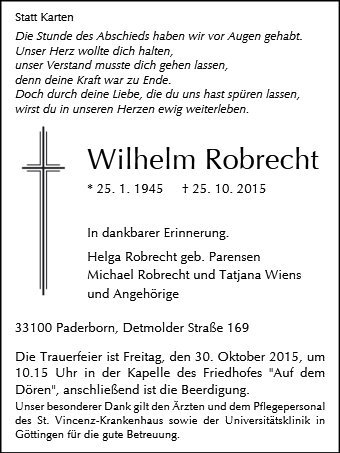 Erinnerungsbild für Wilhelm Robrecht