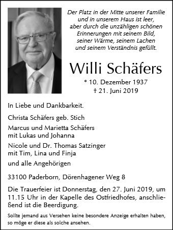 Erinnerungsbild für Wilhelm Schäfers