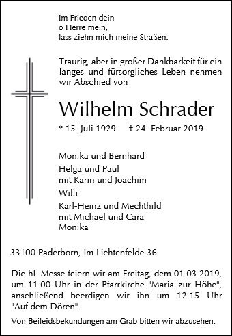 Erinnerungsbild für Wilhelm Schrader